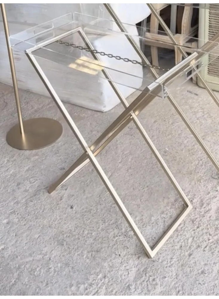 متجر نايس طاولة خدمة أكريليك شفافة بقواعد معدنية ذهبية - تصميم مودرن قابل للطي - Image 2